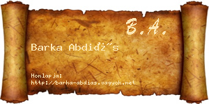 Barka Abdiás névjegykártya